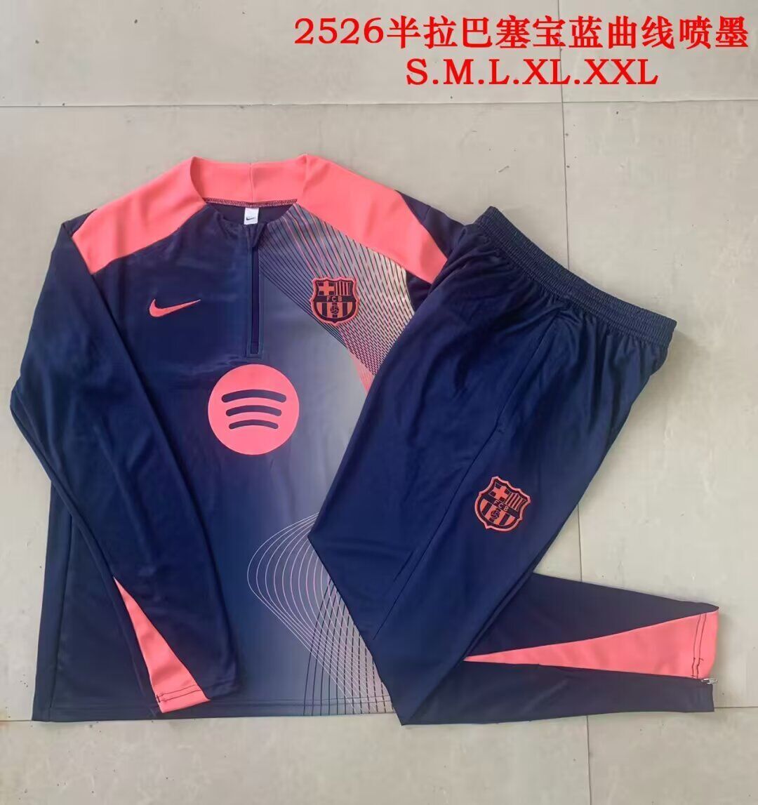 AAA Quality Barcelona 25/26 Tracksuit - Dark Blue/Pink